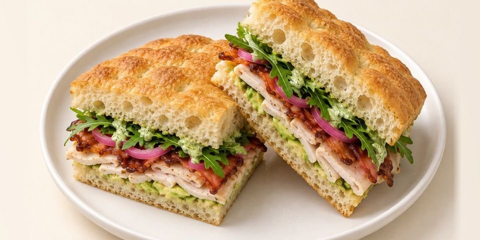 Turkey & Maple Bacon sandwich on focaccia
